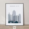 Kansas City skyline poster grey blue