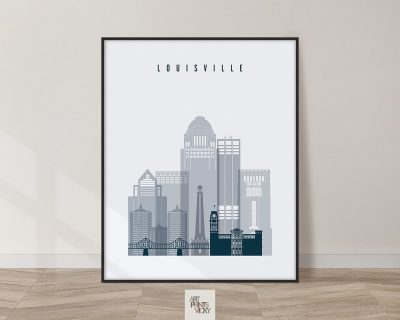 Louisville skyline poster grey blue