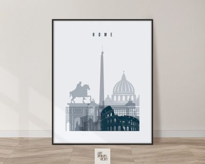 Rome skyline poster grey blue