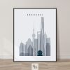 Shanghai skyline poster grey blue