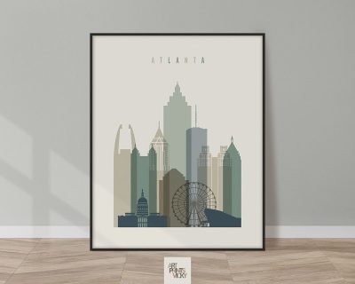 Atlanta print skyline earth tones 1