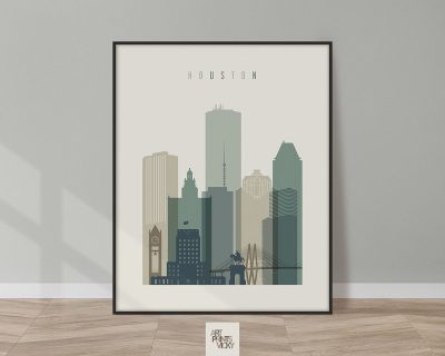 Houston print skyline earth tones 1