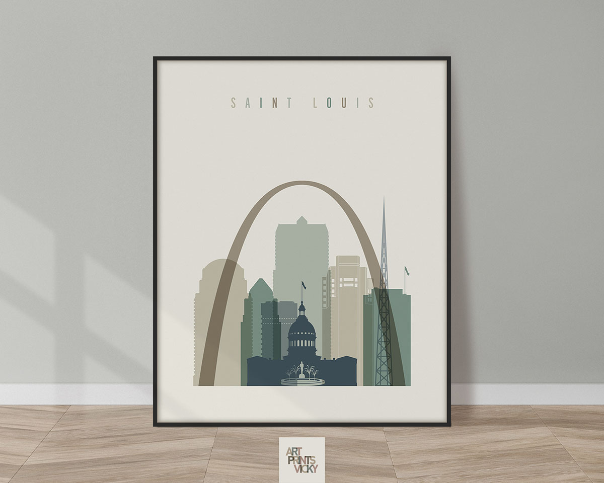 Saint Louis print skyline earth tones 1