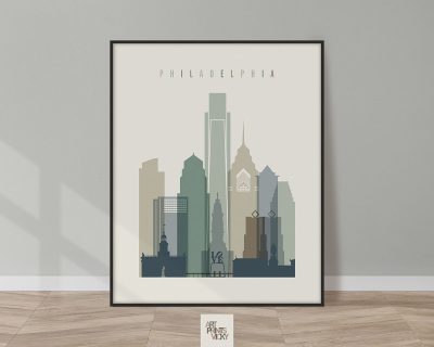 Philadelphia Skyline Earth Tones 1 Print