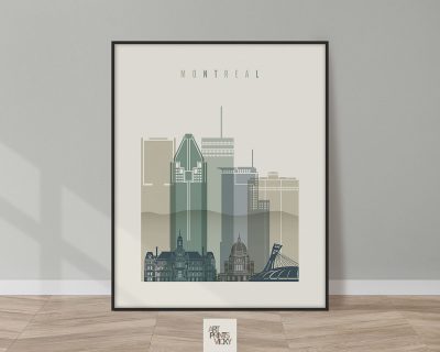 Montreal Skyline Art Print Earth Tones 1