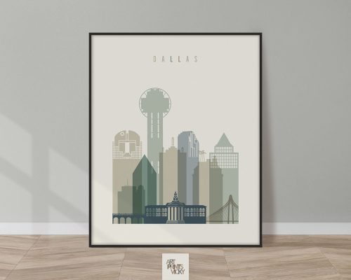 Dallas print skyline earth tones 1