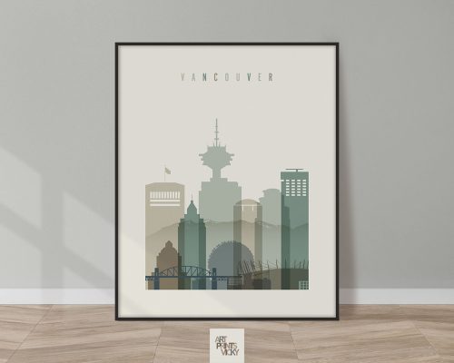 Vancouver print skyline earth tones 1