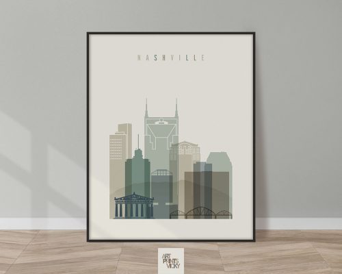 Nashville print skyline earth tones 1