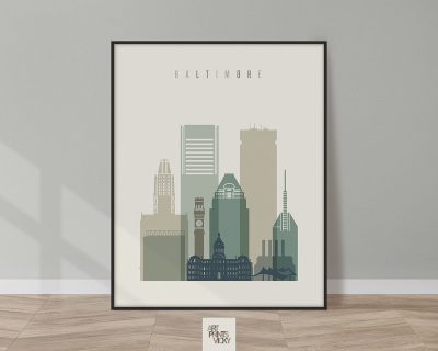 Baltimore print skyline earth tones 1
