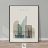Honolulu print skyline earth tones 1