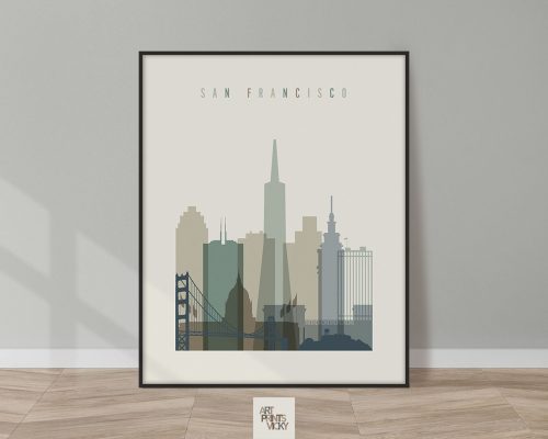 San Francisco print skyline earth tones 1