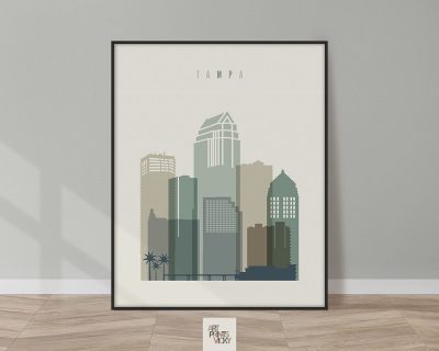 Tampa print skyline earth tones 1
