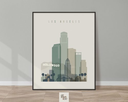 Los Angeles print skyline earth tones 1