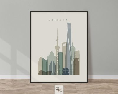 Shanghai print skyline earth tones 1 second photo