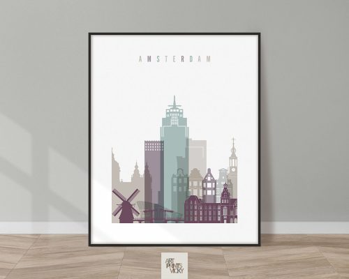 Amsterdam skyline print pastel 2