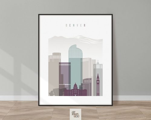 Denver skyline print pastel 2