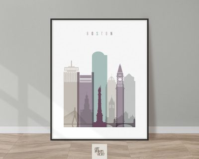 Boston skyline print pastel 2
