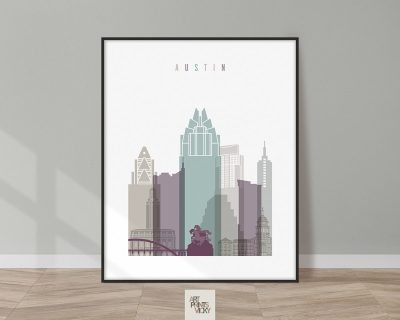 Austin skyline print pastel 2