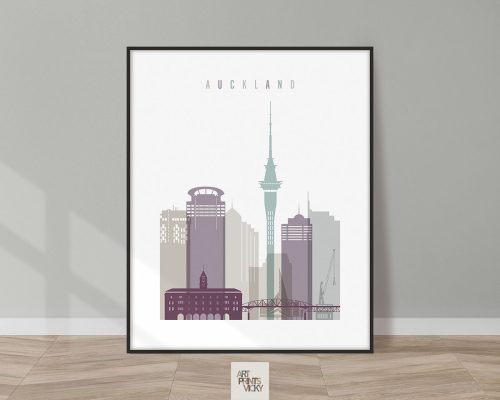 Auckland skyline print pastel 2