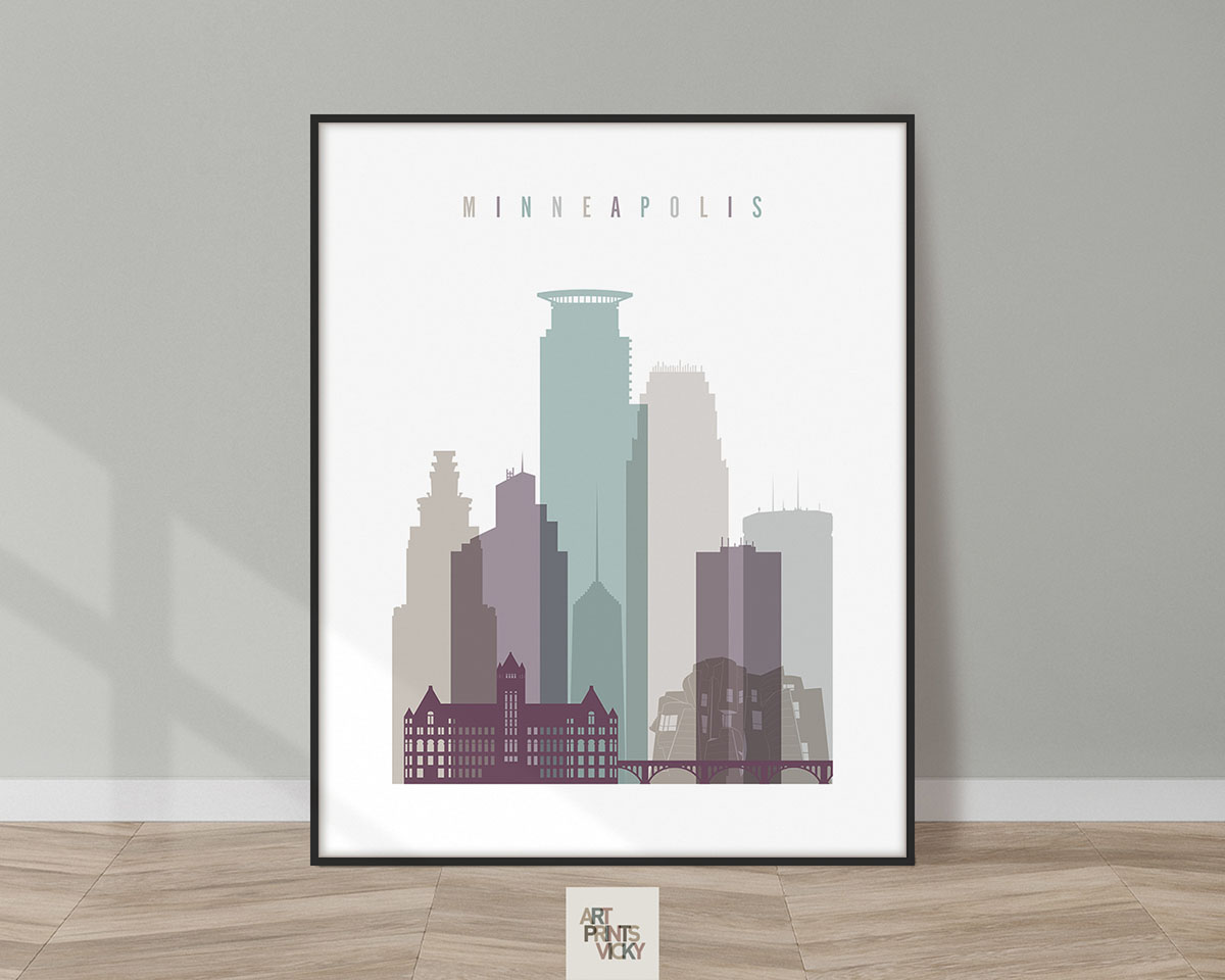 Minneapolis skyline print pastel 2