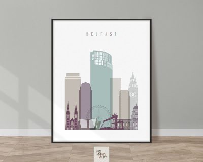 Belfast print skyline pastel 2