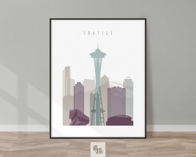 Seattle skyline print pastel 2