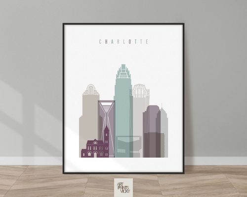 Charlotte skyline pastel 2