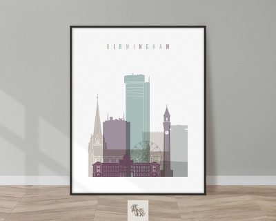 Birmingham print skyline pastel 2