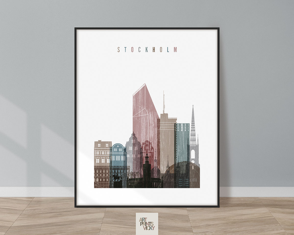 Stockholm skyline poster distressed 1