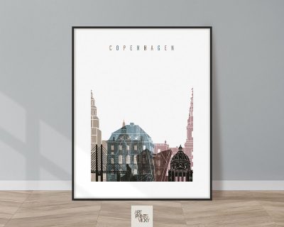 Copenhagen skyline poster distressed 1