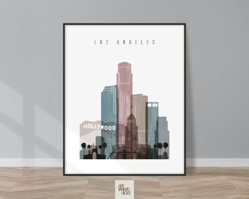 Los Angeles skyline poster distressed 1