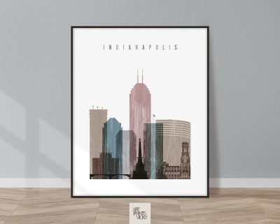Indianapolis skyline poster distressed 1
