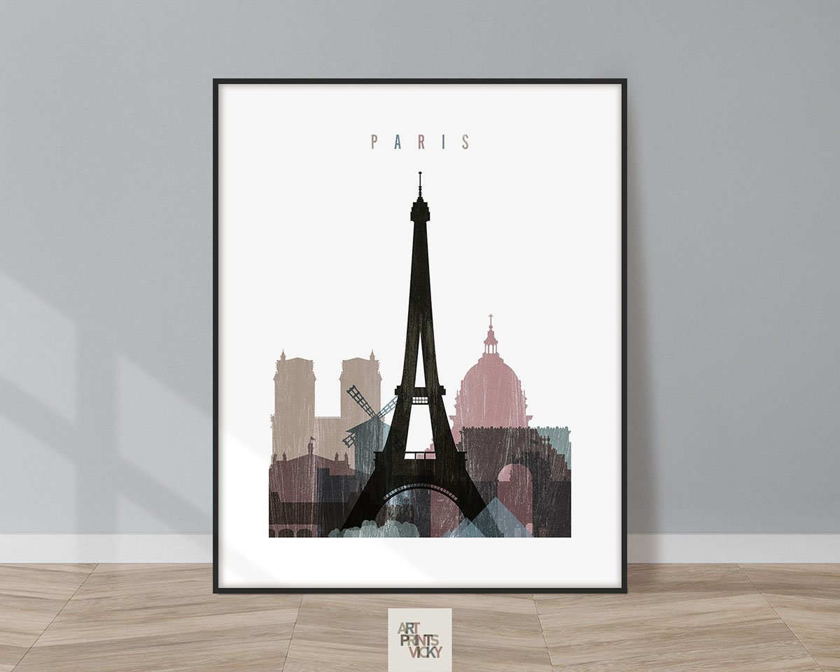 Paris skyline poster distressed 1