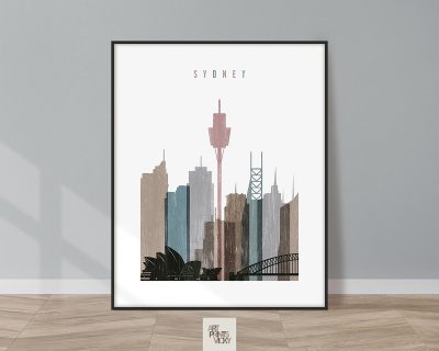 Sydney skyline poster distressed 1