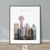 Dallas skyline poster distressed 1