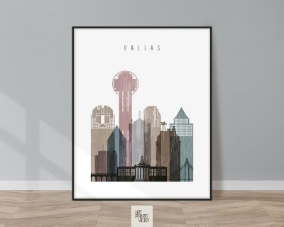 Dallas skyline poster distressed 1