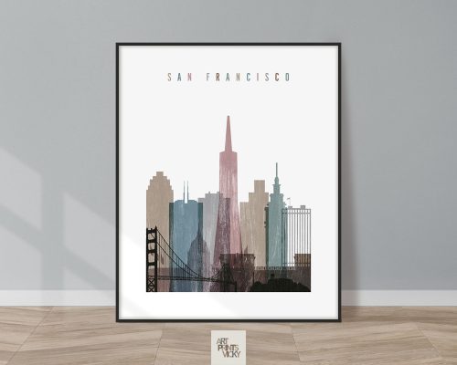San Francisco skyline poster distressed 1