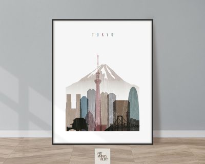 Tokyo skyline poster distressed 1