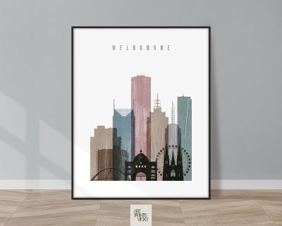 Melbourne skyline poster distressed 1