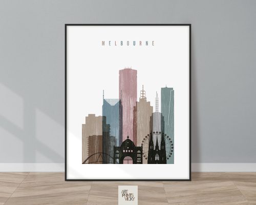 Melbourne skyline poster distressed 1
