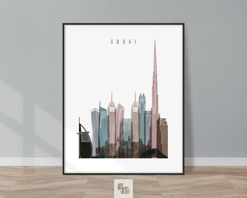 Dubai skyline poster distressed 1