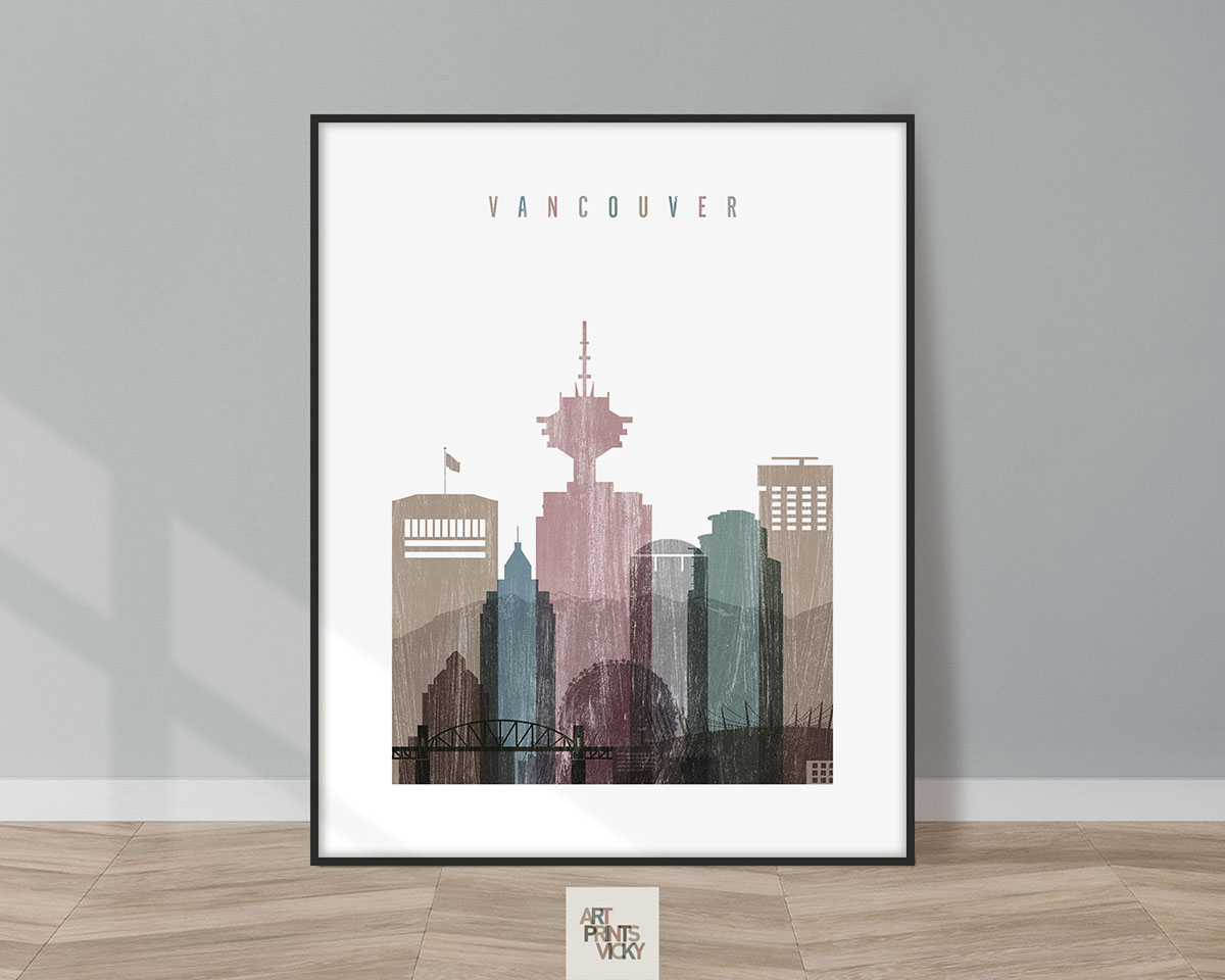 Vancouver skyline poster distressed 1