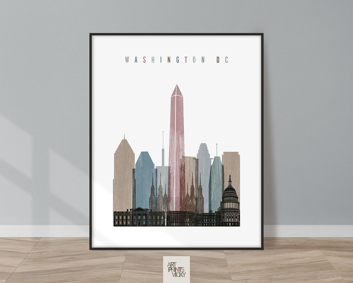 Washington DC skyline poster distressed 1