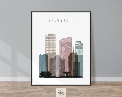 Milwaukee skyline poster distressed 1