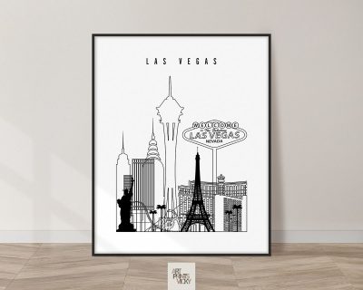 Las Vegas black and white skyline print