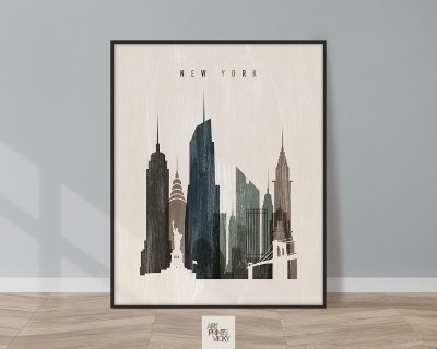 New York skyline print distressed 2