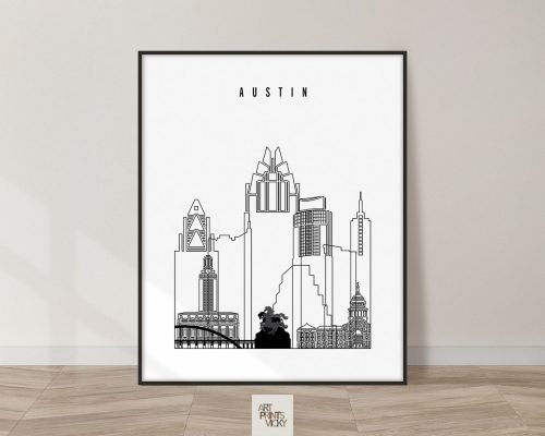Austin black and white art print