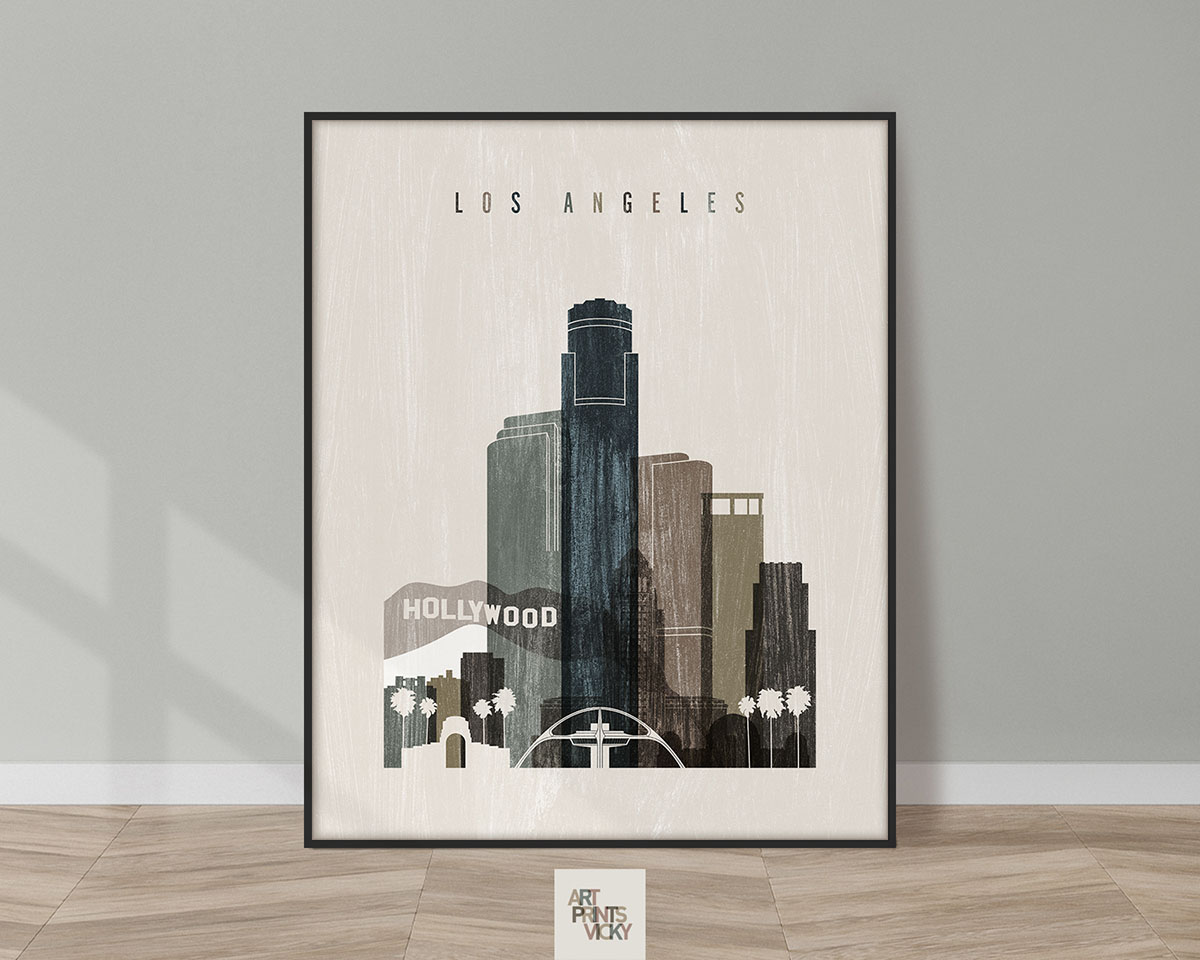 Los Angeles skyline print distressed 2