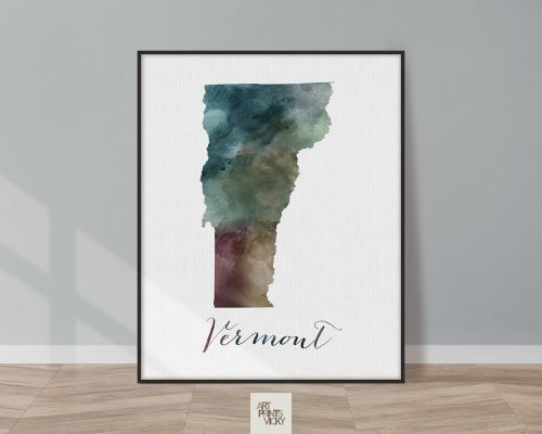 Vermont State map print