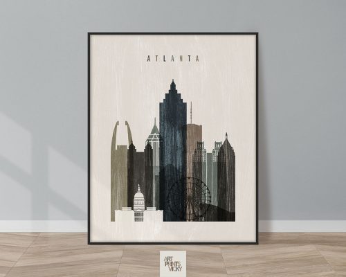 Atlanta skyline print distressed 2